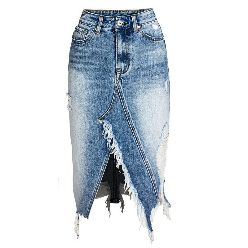 Afia Ripped Denim Skirt