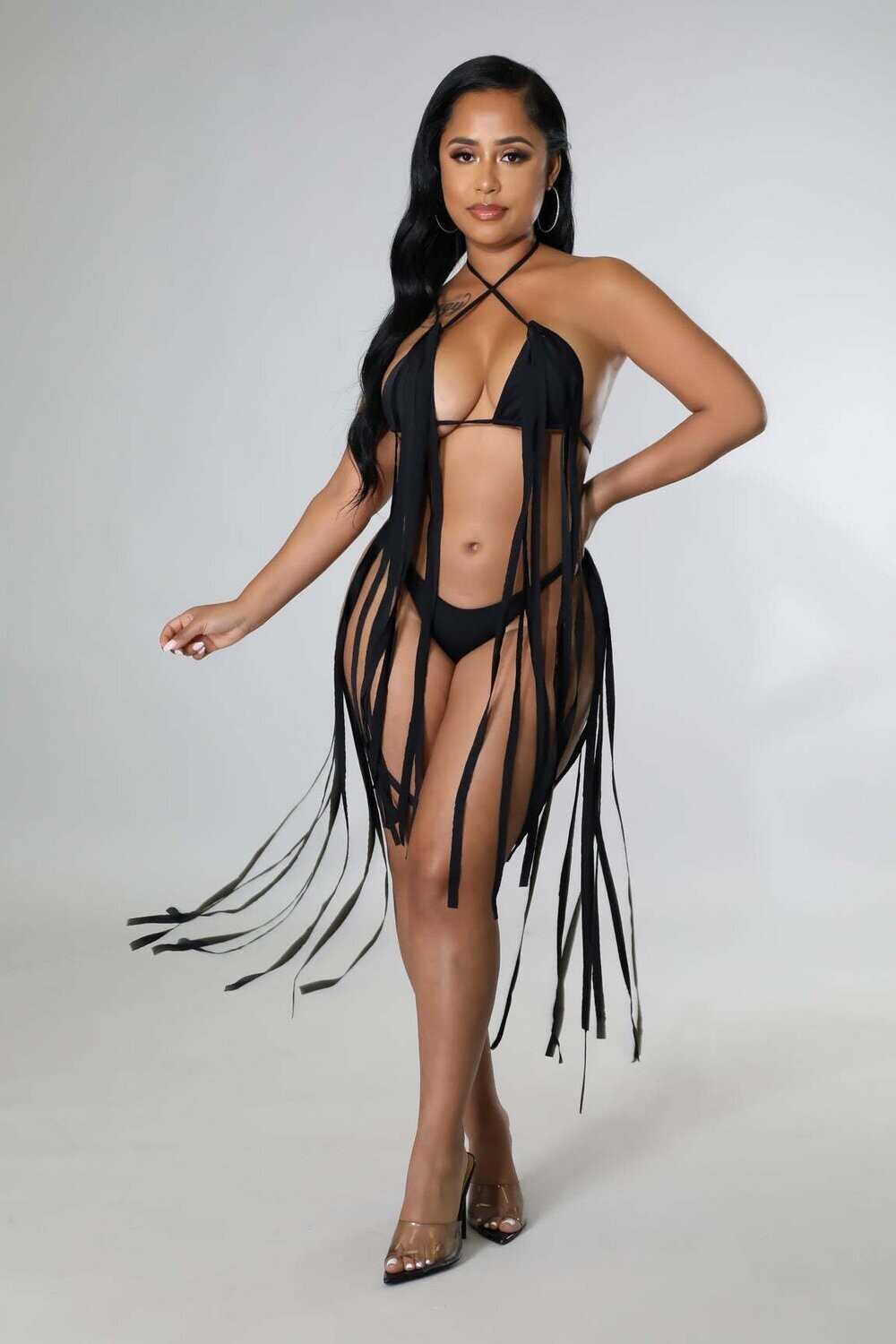 Amirah Fringe Swimsuit (Black)