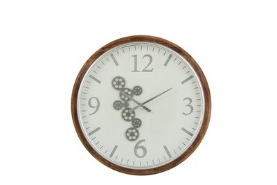 Clock Radars Arabic Numerals Mdf White/Brown/Grey Large