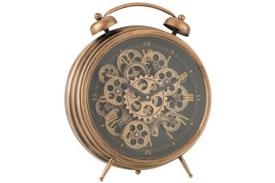 Clock Alarm Roman Numerals Gears Metal Copper Large