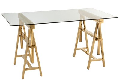 Desk Adjustable Stainless Steel/Glass Gold/Transparent
