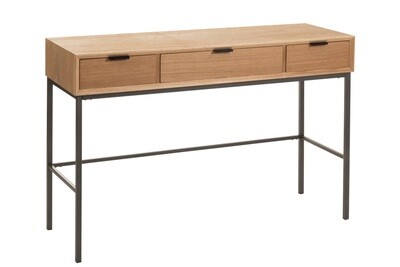 Console 3 Drawers Wood/Metal Natural