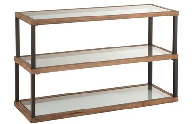 Console 3 Levels Glass/Wood Brown