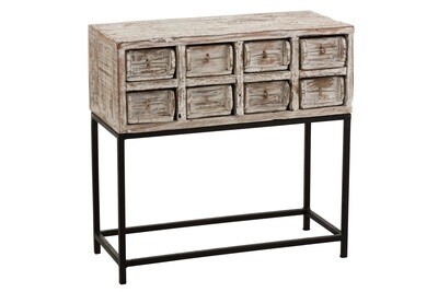 Console 8 Drawers Recycled Wood White Wash