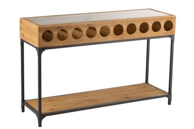 Console For Wine Bottles Wood Natural