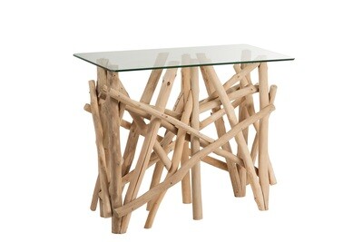 Console Rectangle Branch Wood/Glass Natural