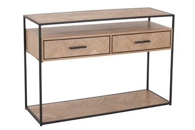 Console Zigzag 2 Drawers Wood/Metal Natural/Black