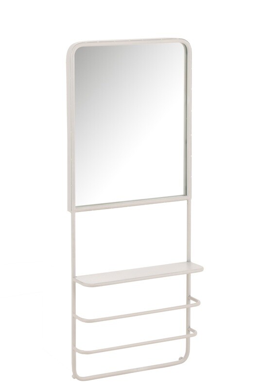 Hanging Rack With Mirror Metal/Glass White