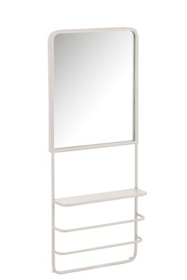 Hanging Rack With Mirror Metal/Glass White