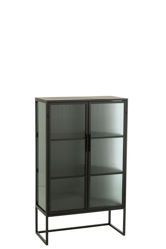 Closet 2 Doors Metal/Glass Black
