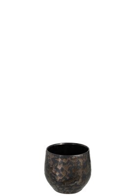 Flower Pot Antique Smokey Ceramic Black Small