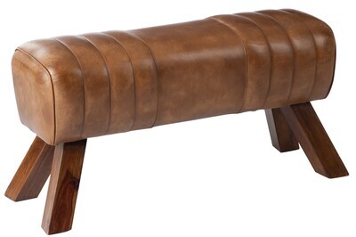 Gym Bench Leather/Wood Cognac