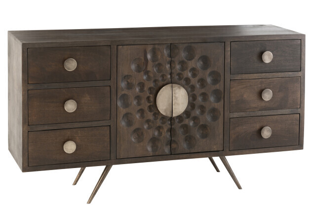 Closet Low Etnic 2Doors+6Drawers Mango Wood Brown
