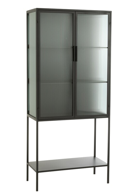 Closet On Frame 2 Doors Metal/Glass Black