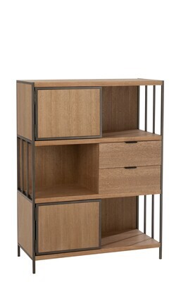 Closet Different Compartments Wood/Metal Natural