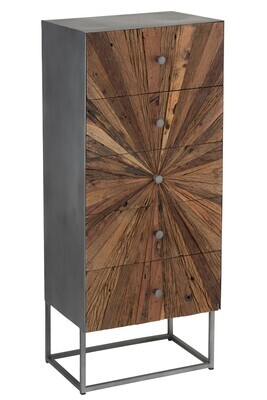 Cupboard Shanil 5 Drawers Wood/Iron Natural/Grey