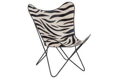 Lounge Chair Leather/Metal Zebra