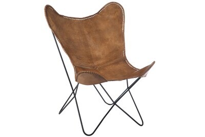 Lounge Chair Leather/Metal Cognac