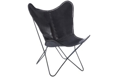 Lounge Chair Leather/Metal Black