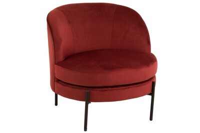 Lounge Chair Round Textile/Metal Stone Red