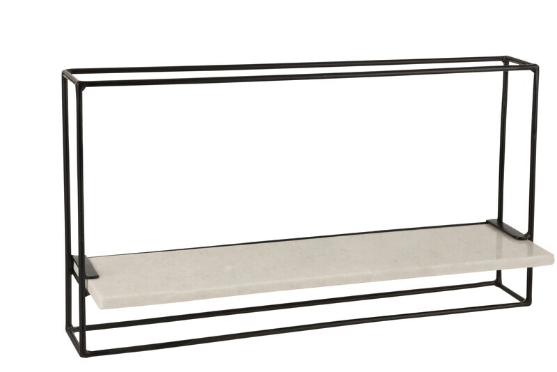 Wall Rack 1Plank Iron/Marble Black/White Large