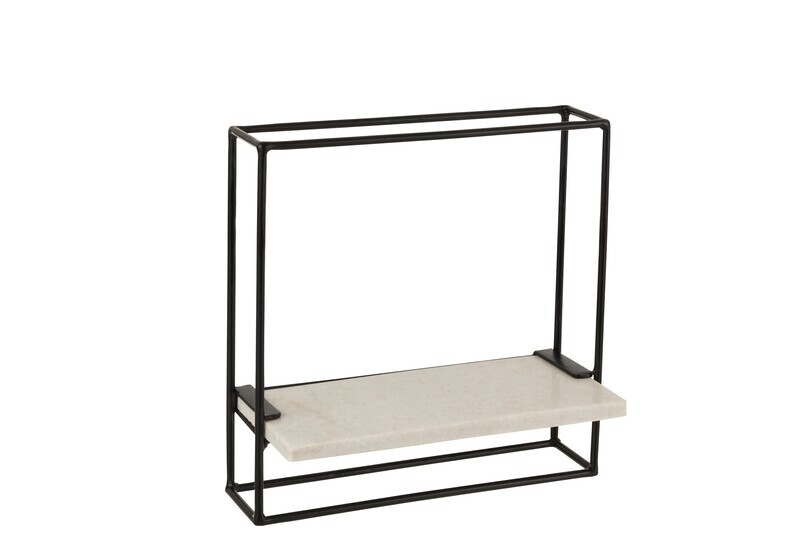 Wall Rack 1Plank Iron/Marble Black/White Small