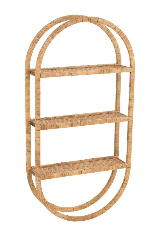 Wall Rack Oval 3Planks Pliable Rattan Natural