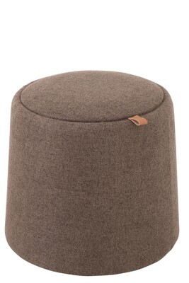 Pouf/Sidetable Round Textile/Wood Brown
