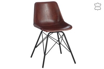 Chair Loft Leather/Metal Dark Brown