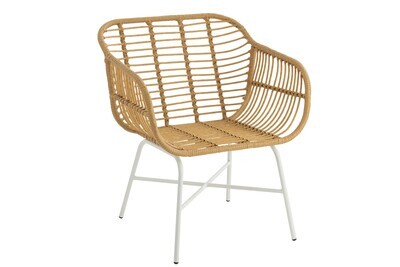 Chair Rachelle Outdoors Met/Rattan Natural/White