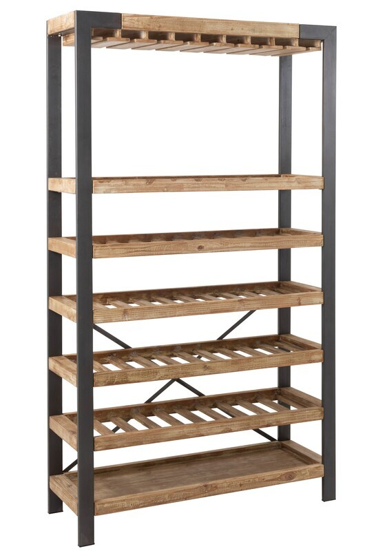 Wine Rack 50 Bottles+Glasses Wood/Metal Natural