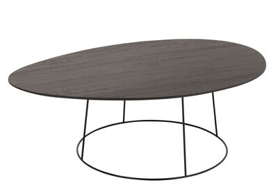 Coffee Table Oval Wood/Metal D Br