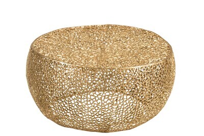 Coffee Table Round Coral Pattern Aluminium Gold