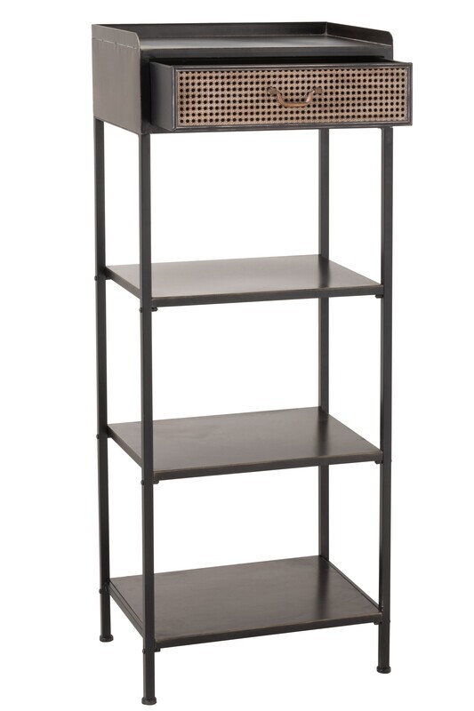 Rack 1 Drawer+3 Shelves Metal Black