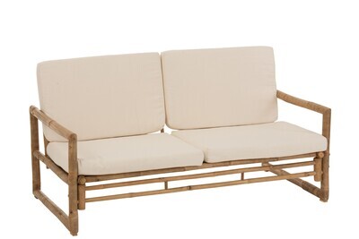 Sofa 2 People Bamboo+Textile Natural/White