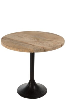 Table Bar Round Wood/Metal Natural/Black