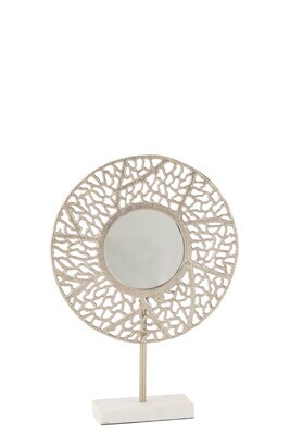 Coral Mirror Marble Base Metal Champagne