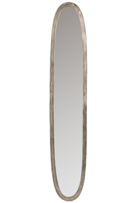Mirror Oval Aluminium/Glass Antique Grey Large