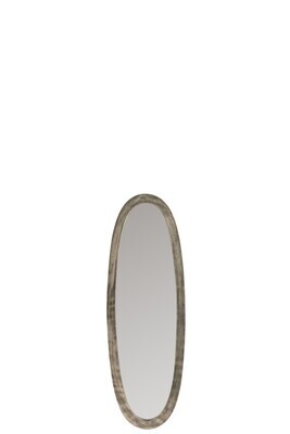 Mirror Oval Aluminium/Glass Antique Grey Small