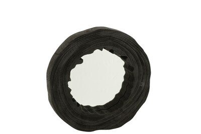 Mirror Irregular Paulownia Wood Black Large