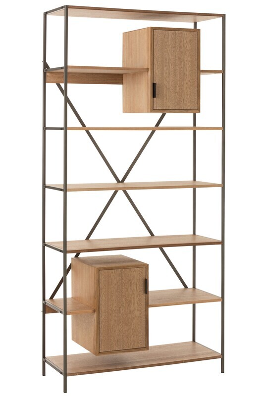 Rack 2 Cabinets Wood/Metal Natural