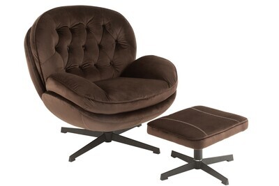 Relax Sofa+ Footstool Metal/Textile Dark Brown