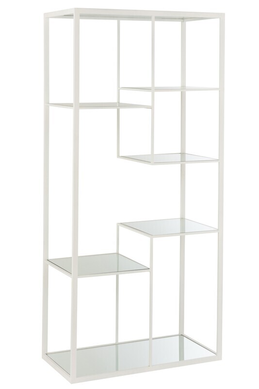 Rack 5 Shelves Metal/Glass White