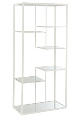 Rack 5 Shelves Metal/Glass White