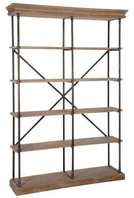 Rack Cross 6 Shelves Metal/Wood Natural/Black