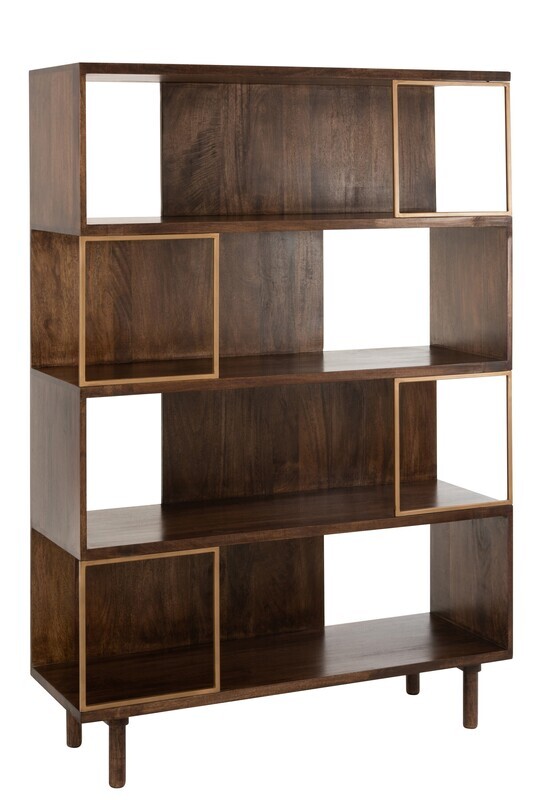 Rack Rafi 4Levels Iron/Mango Wood Gold/Dark Brown