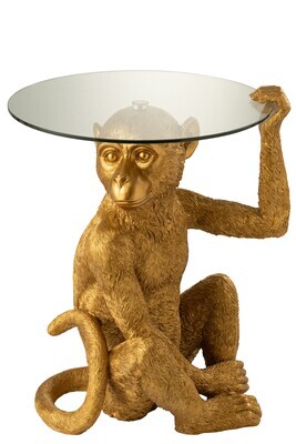Table Monkey Glass Poly Gold