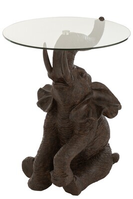 Table Elephant Poly/Glass Dark Brown
