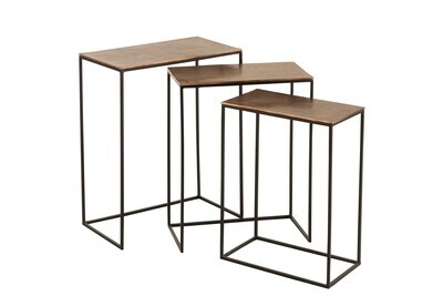 Set Of 3 Side Tables Rectangular Aluminium Rust