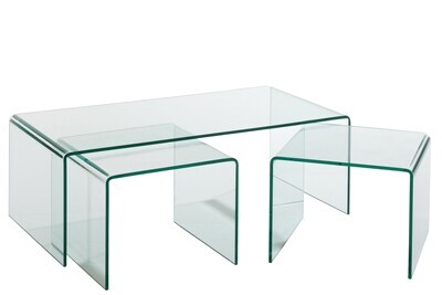 Set Van 3 Coffee Table Glass Transparant